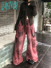 Lunivop Women Dark Academia Grunge Japanese Harajuku Y2K Streetwear Low Rise Denim Pants Loose